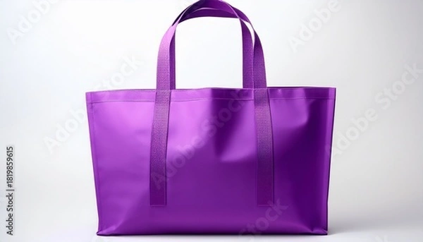 Obraz a vibrant purple non woven tote bag with sturdy double handles standing upright against a white background it s a simple rectangular shape