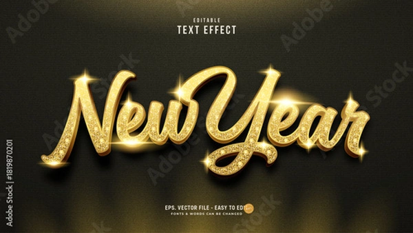 Obraz New Year Gold Glitter Script Text Effect