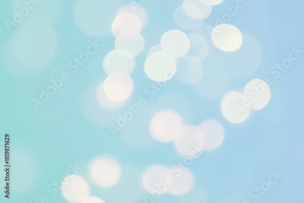 Obraz 水色の玉ボケの写真　抽象的な光の背景装飾　水辺　木漏れ日　自然