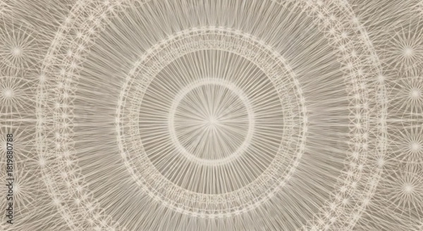 Obraz Geometric Beige Radial Pattern Artistic Symmetry and Abstract Design for Various Applications