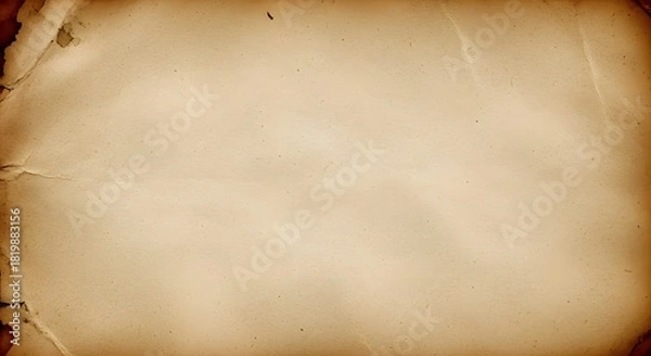 Obraz Distressed aged parchment paper texture with burnt edges, creating a rustic vintage background perfect for historical document overlays and classic design aesthetics