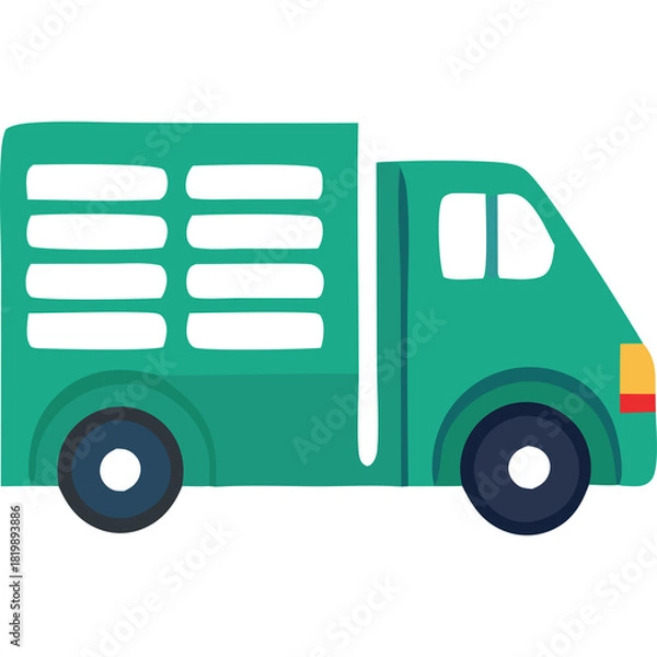 Fototapeta Teal Green Delivery Truck with White Windows on a Transparent Background