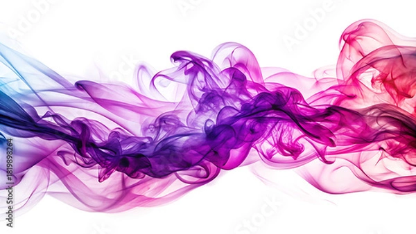 Obraz Vibrant magenta and purple wispy smoke trails, flowing across a dark background, cutout, PNG, isolated on white or transparent background, AI
