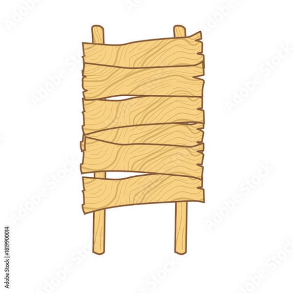 Fototapeta Rustic Wooden Signpost with Multiple Horizontal Planks and Vertical Supports in a Simple Light Brown Wood Texture on a Transparent Background