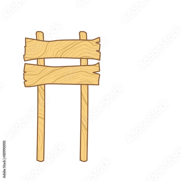 Fototapeta Wooden Signpost with Two Blank Boards on a Transparent Background Rustic Style Directional Marker for Information and Guidance