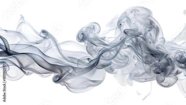 Obraz Wispy ethereal smoke trails, in shades of white and grey, swirling and flowing, cutout, PNG, isolated on white or transparent background, AI