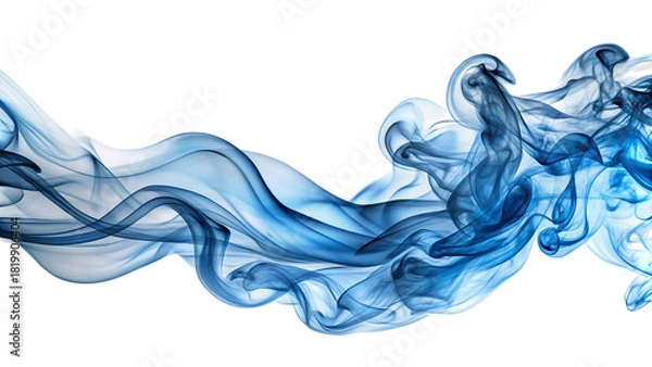 Obraz Ethereal wisps of steel blue smoke, swirling and flowing across a dark background, cutout, PNG, isolated on white or transparent background, AI