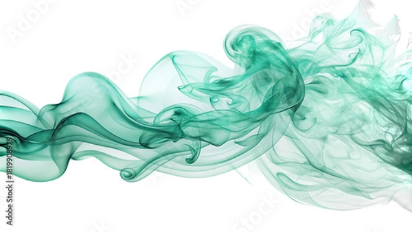 Obraz Ethereal wispy trails of translucent turquoise smoke, swirling and flowing, cutout, PNG, isolated on white or transparent background, AI