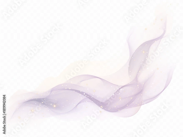 Fototapeta 紫色の煙のような柔らかい布のような抽象的な波