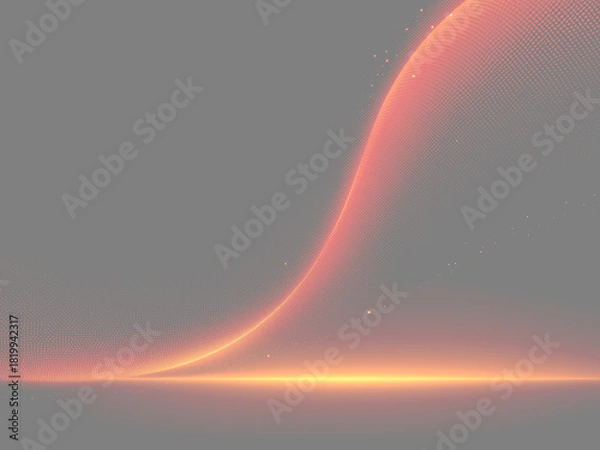 Fototapeta 暗い背景に赤く輝くドットで描かれたデジタルの波