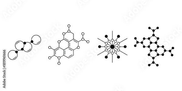 Fototapeta Diverse molecular structures and geometric patterns in scientific illustration