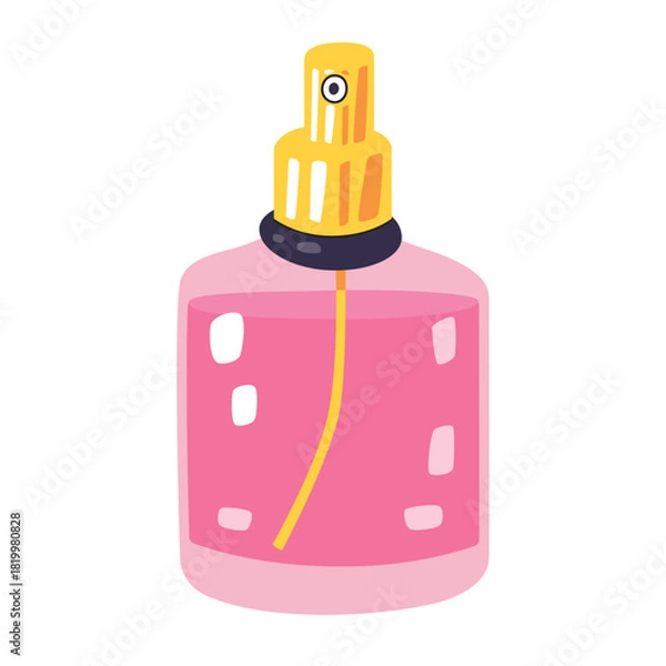Obraz Pink perfume spray bottle flat illustration isolated vector