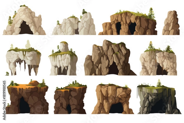 Obraz Set of isolated caves
