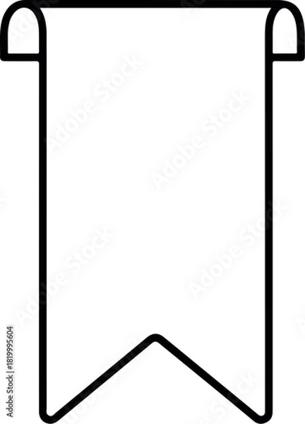 Fototapeta Simple black outline of a vertical hanging banner ribbon.