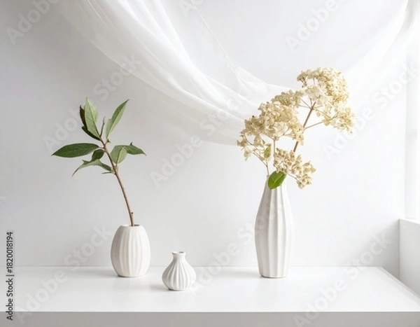 Fototapeta Neutral counter composition with delicate background white