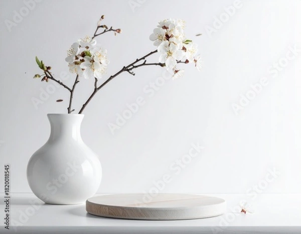 Fototapeta Neutral counter composition with delicate background white