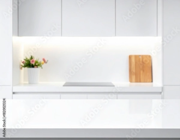 Fototapeta Minimal countertop with soft white