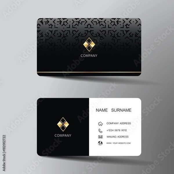 Fototapeta Modern business card template design. With inspiration from the abstract. Contact card for company. Two sided black and white . Vector illustration. 