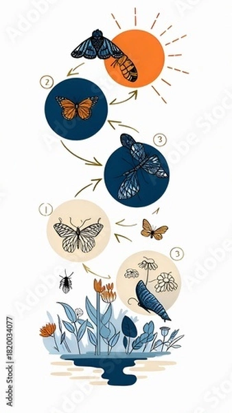 Fototapeta vector illustration of an butterfly evolution