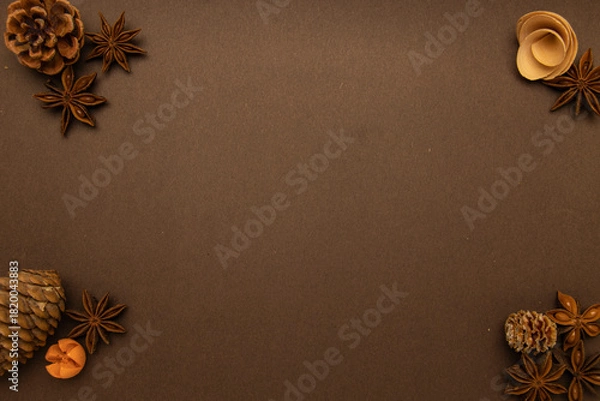Obraz christmas background with pine cones