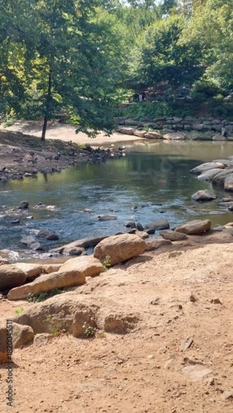 Obraz Sandy Stream Bank with Rocks and Flowing Water