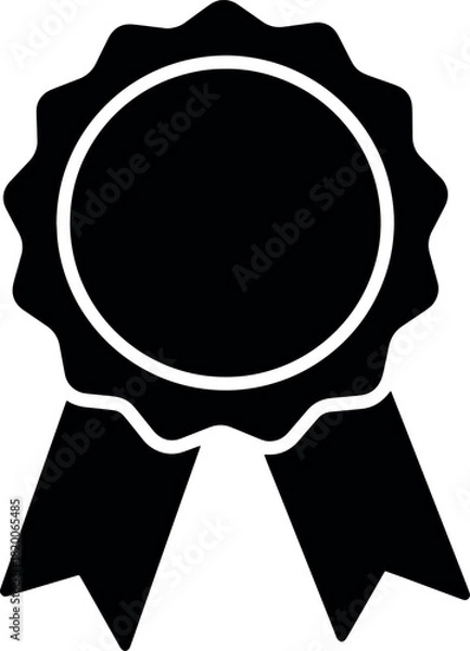 Fototapeta Black Award Ribbon with Ruffled Edge and Two Tails for Recognition and Achievement