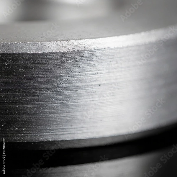 Obraz Macro close up view of brushed metal surface texture with horizontal fine lines and subtle imperfections