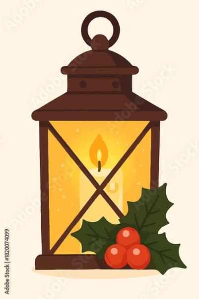 Fototapeta Christmas Lantern Flat Vector Illustration