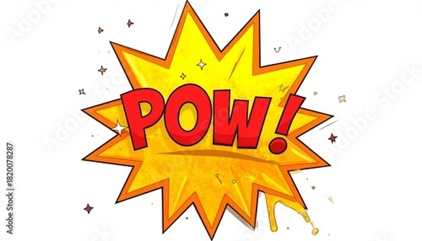 Fototapeta Comic book style "POW!" explosion burst with red text, yellow star, and drips