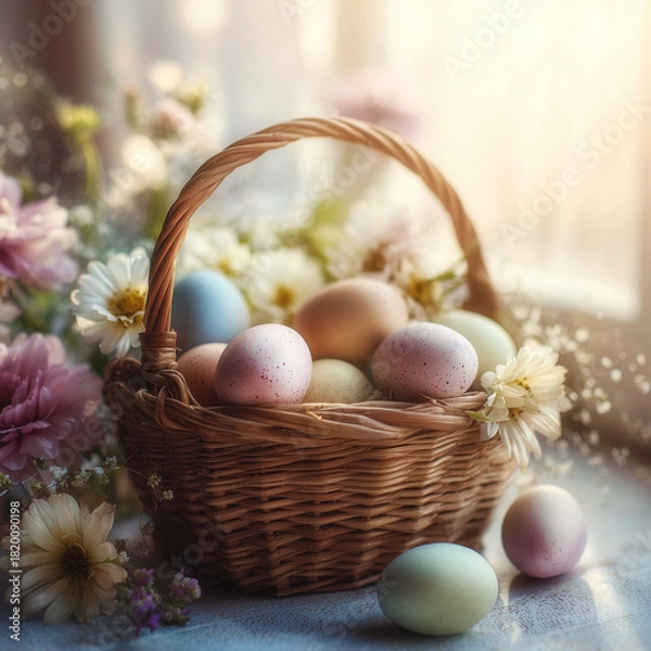 Obraz basket with easter eggs
