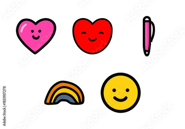 Obraz cute Hearts & Smiley Positive Vibes Pack