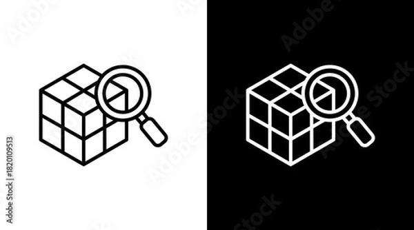 Fototapeta Analytic Cube White Icon Set Design
