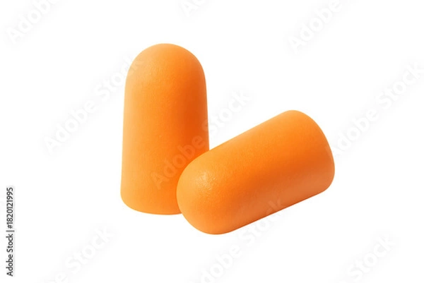 Fototapeta Orange foam earplugs providing hearing protection and noise cancelling