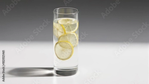 Obraz Clear glass tumbler filled with water and lemon slices