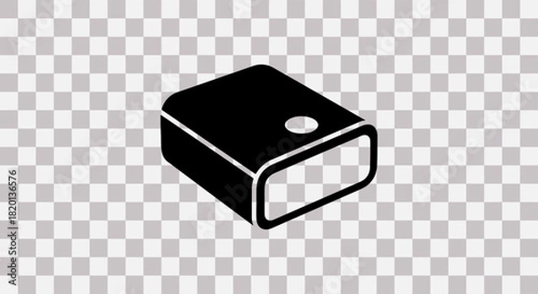 Fototapeta Simple black silhouette icon of a compact flashlight on a transparent background