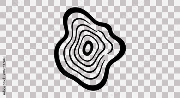 Obraz Abstract organic shape with concentric wavy lines and a transparent background