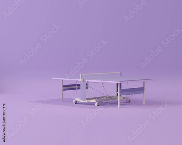 Obraz table tennis on pastel purple background. Trendy 3d render for fitness