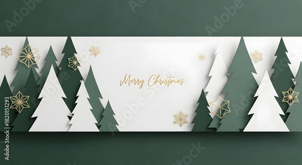 Obraz Minimalist luxury paper craft winter scene