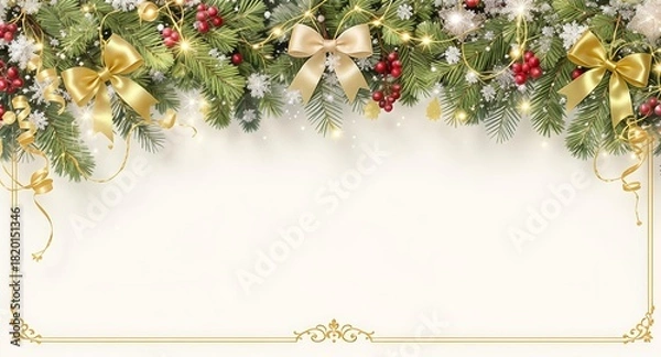Obraz christmas background with fir branches and decorations