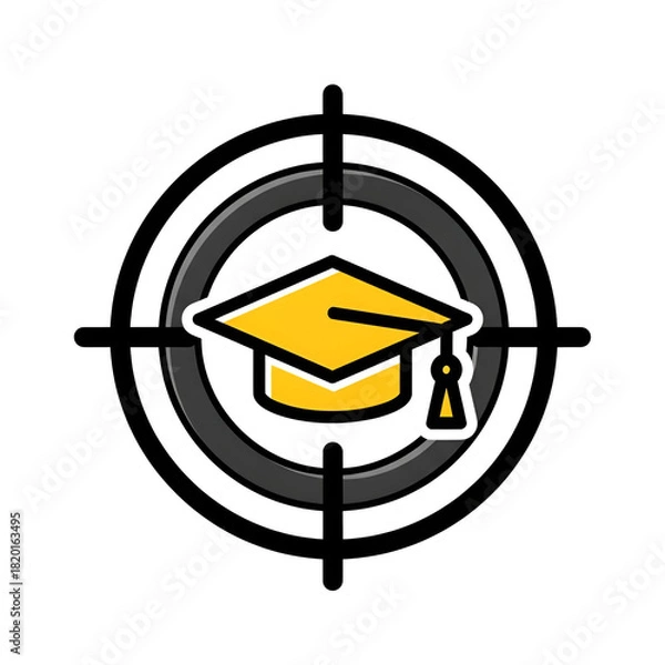 Fototapeta Graduation cap inside a target scope, symbolizing academic goals and educational achievement