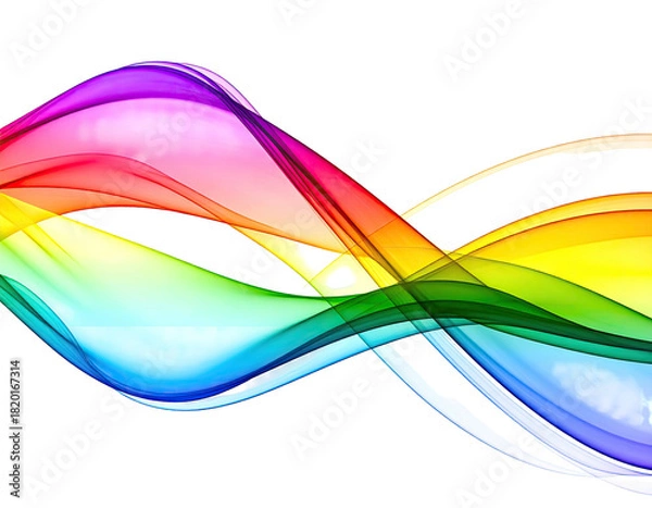 Fototapeta Vivid flowing abstract design with rainbow colors on a dark background