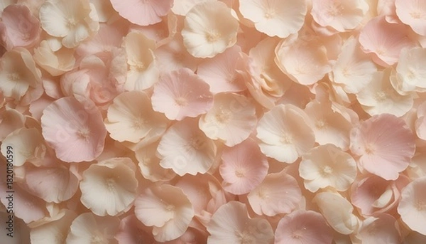 Fototapeta Creamy pastel petals arranged in a gentle flatlay