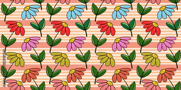 Obraz Seamless floral pattern with leaves and flowers for decorative wallpaper design