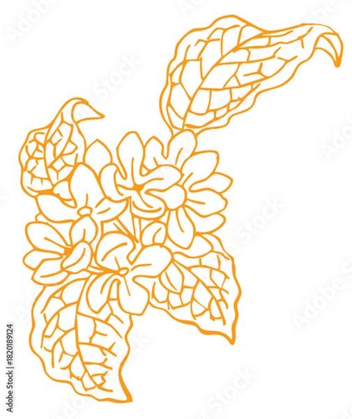 Obraz キンモクセイのスケッチ素材。ベクターイラスト素材。