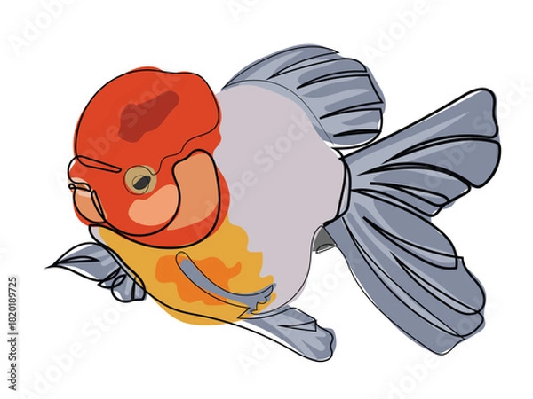 Obraz Goldfish in a continuous line drawing style