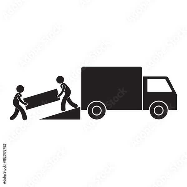 Fototapeta flat icon vector of people loading and unloading a truck