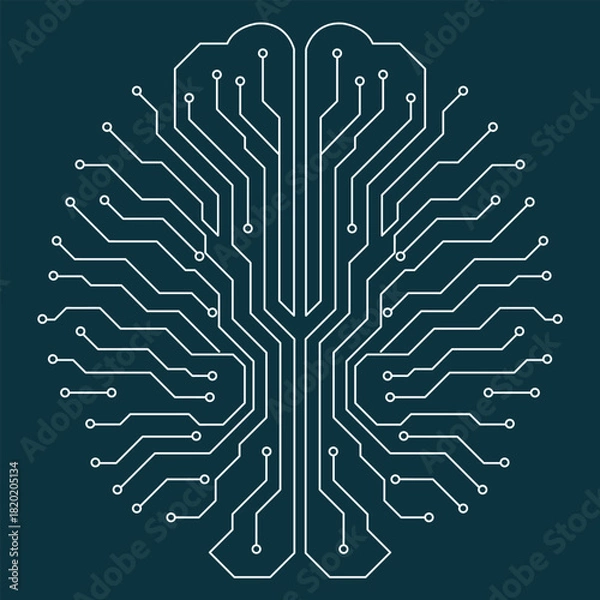 Fototapeta Circuit Board Brain Digital Intelligence Logo Vector