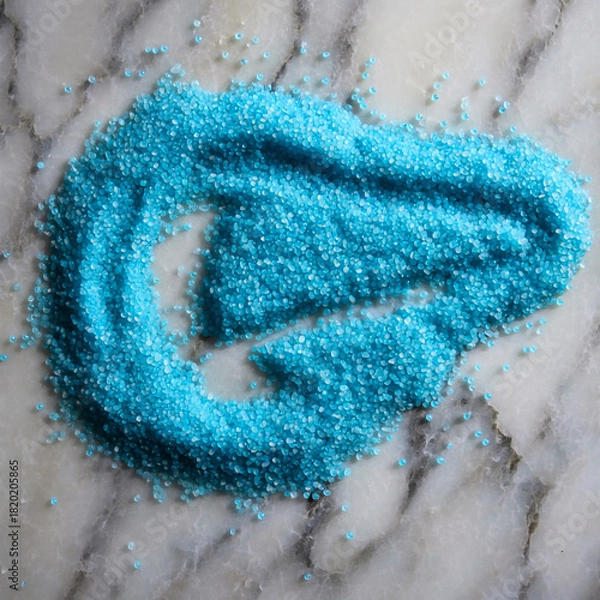 Obraz Bright blue bath salts on a marble surface for spa treatment