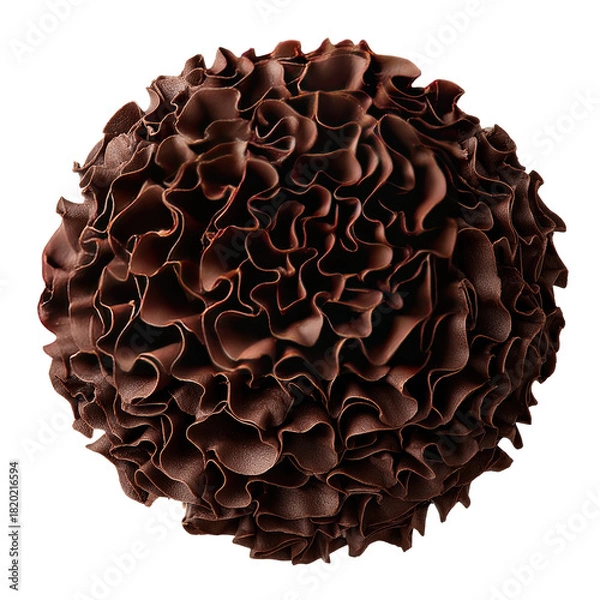 Fototapeta Chocolate sphere covered in wavy, delicate shavings