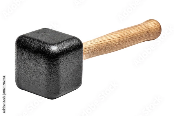 Fototapeta Black mallet with wooden handle, head is square